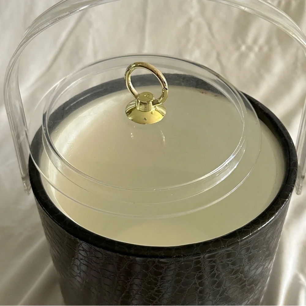 Super cool, vintage, mid century, modern alligator, embossed, lucite, ice bucket